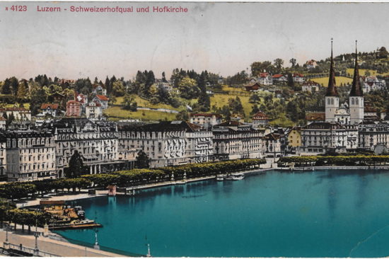 Luzern, Schweizerhofquai und Promenade. Ansichtskarte, Verlag Photoglob Nr. 4123, versendet 1913, in Privatbesitz