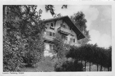 Chalet Felsberg. Ansichtskarte, Verlag Goetz Nr. 7486, in Privatbesitz